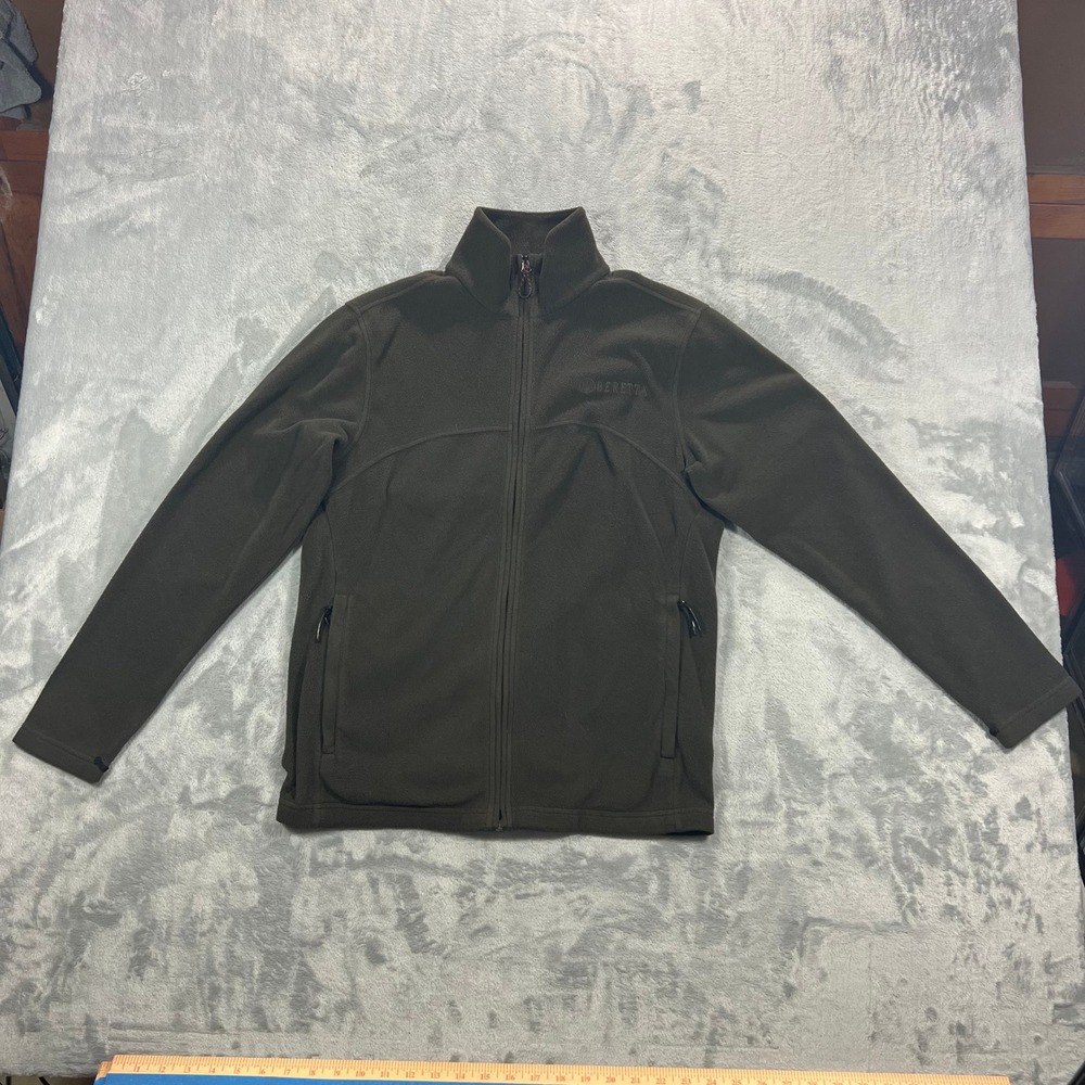 Beretta Fleece Jacket Mens XS Olive Green Full Zip Long Sleeve Italian Design